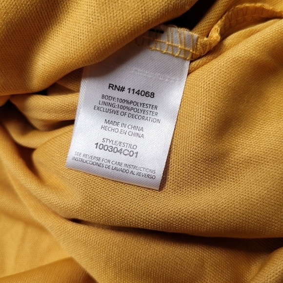 Spirit Of Grace Mustard Yellow Marigold Flounce V-Neck Embroidered Midi Dress M - Picture 6 of 9